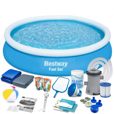 Round Inflatable Swimming Pool Above Ground Garden 366 x 76 cm set 17in1 Bestway 57274