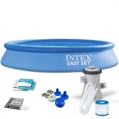 Round Inflatable Swimming Pool Above Ground Garden with pump 305 x 61 cm 9in1 INTEX 28118
