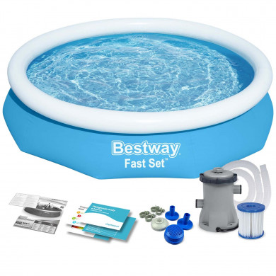 Round Inflatable Swimming Pool Above Ground Garden 305 x 66 cm 9in1 Bestway 57458