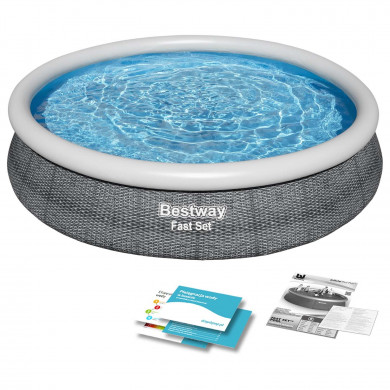 Round Inflatable Swimming Pool Above Ground Garden 366 x 76 cm 4-in-1 Bestway 57443