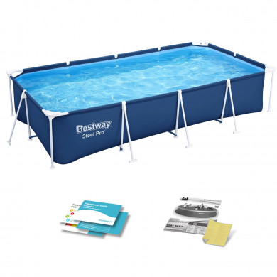 Rectangular metal frame garden pool 400 x 211 x 81 cm , 4-in-1 Bestway 56405N
