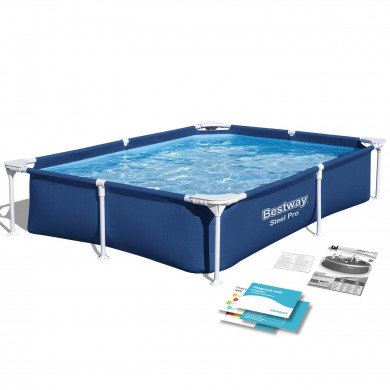 Rectangular metal frame garden pool 221 x 150 x 43 cm Bestway 56401N