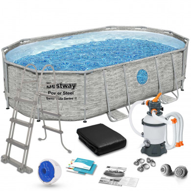 Power Steel metal frame garden pool 488 x 305 x 107 cm 11in 1 Bestway 56946