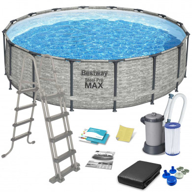 Steel Pro Max Round metal frame garden pool 488 x 122 cm, 11in1 Bestway 5619E