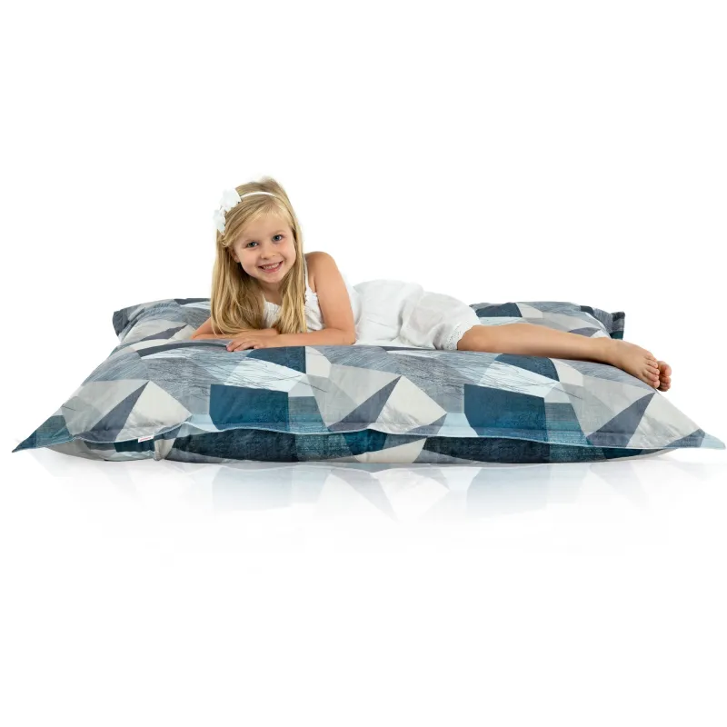 Giant bean bag pillow in abstract design, perfect for children's playrooms