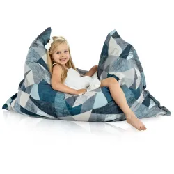 Soft bean bag pillow in vibrant abstract colors, great for relaxation