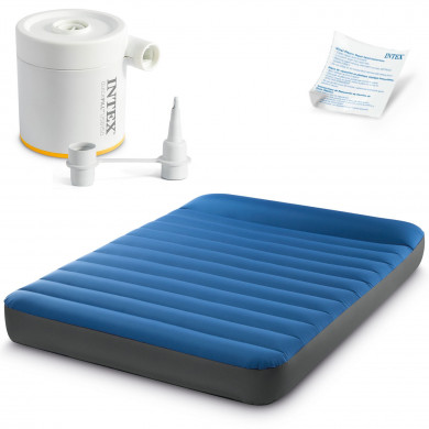 Velour double mattress with electric pump 191x137x22 cm INTEX 64012