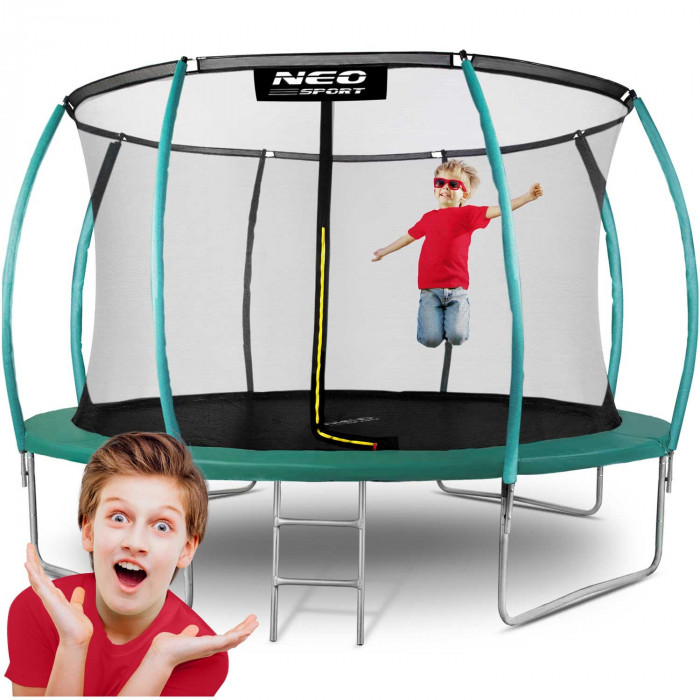 Garden trampoline 12ft/374cm with net, profiled posts and ladder Neo-Sport.