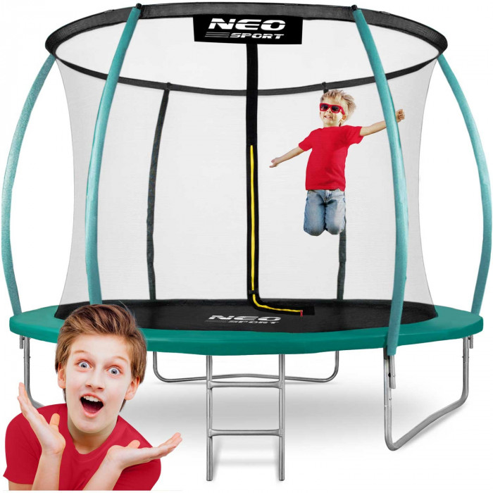 Garden trampoline 10ft/312cm with net, profiled posts and ladder.