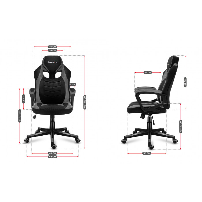 Dimensions of the Huzaro Force 2.5 Grey Mesh Chair