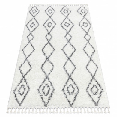 Carpet UNION 3374 Diamonds, chain cream / grey Fringe Berber Moroccan shaggy