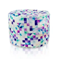 Round Cylinder Pouffe - Premium Printed Fabric