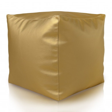 Pouf square gold pu leather