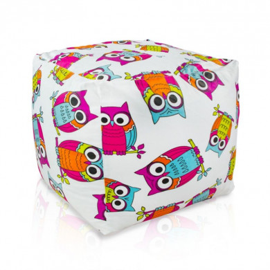 Pouf square owls for kids