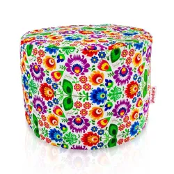 Round Cylinder Pouffe - Premium Printed Fabric