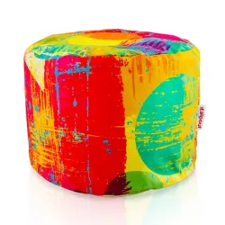 Round Cylinder Pouffe - Premium Printed Fabric