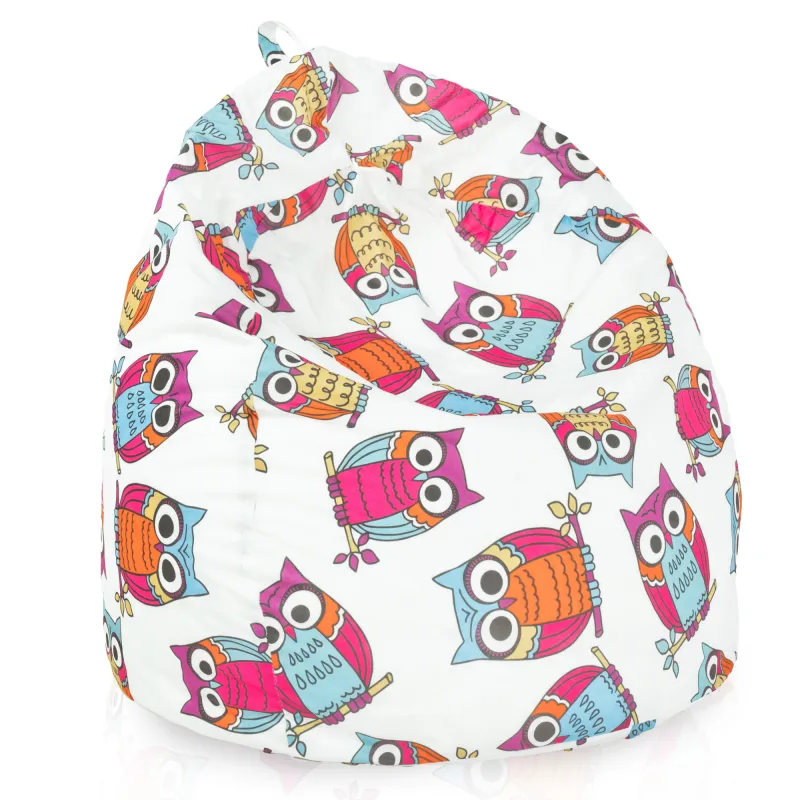 Stylish children's bean bag with owl theme, suitable for any play area