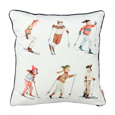 Skiers Decorative Pillow