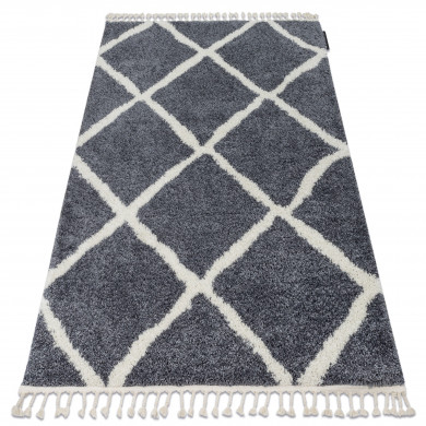 Carpet BERBER CROSS B5950 grey / white Fringe Berber Moroccan shaggy