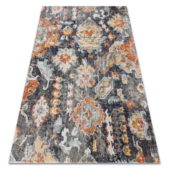 Dywan nowoczesny MUNDO E0671 orientalny vintage outdoor czarny / żółty