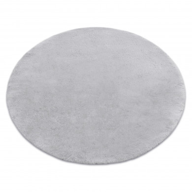 Modern washing carpet TEDDY circle shaggy, plush, very thick anti-slip grey