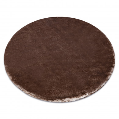 Modern washing carpet LAPIN circle shaggy anti-slip ivory / chocolate