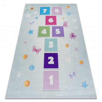 BAMBINO 1075 washing carpet hopscotch, numbers for children anti-slip - green