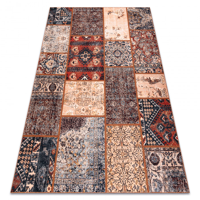 Dywan ANTIKA ancient rust, nowoczesny patchwork, grecki do prania - terakota