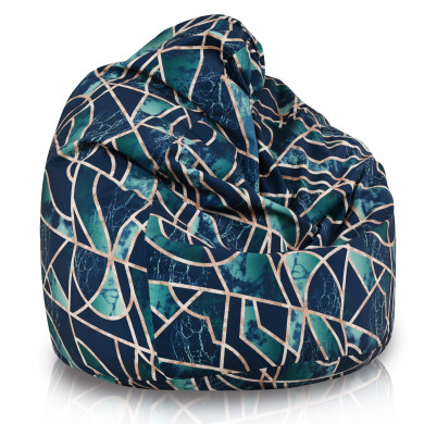 Dark Blue and Green Geometric Marble bean bag