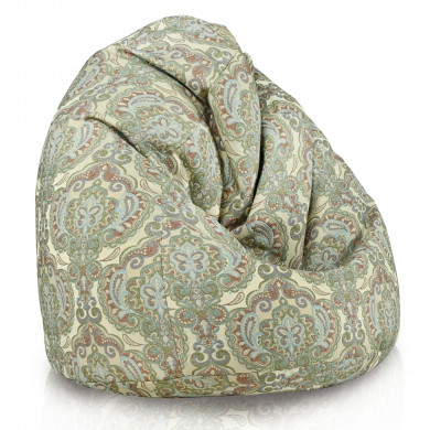 Green Oriental Ornament on Textured Fabric bean bag