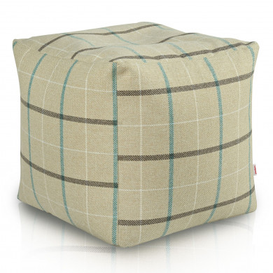 ElegantSquare Tweed Beige Check - Cube Pouf