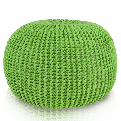KnitPouf Cotton Lime - Round Knitted Pouf
