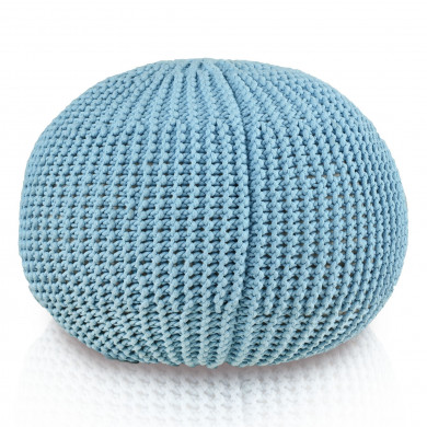 CottonKnit Sky pouf – hand-knitted pouf made of cotton cord