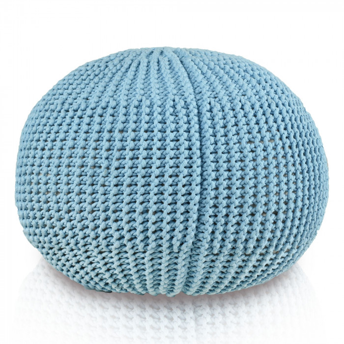 KnitPouf Cotton Lime - Round Knitted Pouf