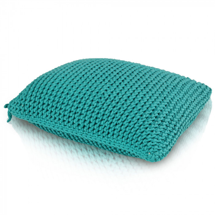 PillowKnit Handmade Navy – rectangular knitted cushion made of cotton cord