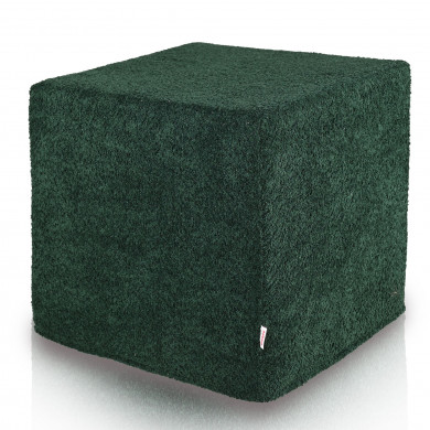 Bouclé Cube Forest Green pouffe