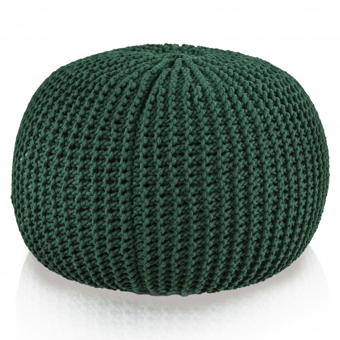CottonKnit Sky pouf – hand-knitted pouf made of cotton cord