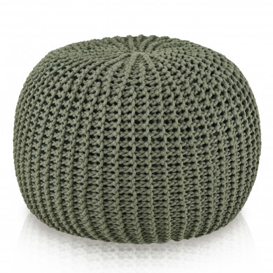 Verde Knitted Round Pouf – Handmade from Cotton Cord