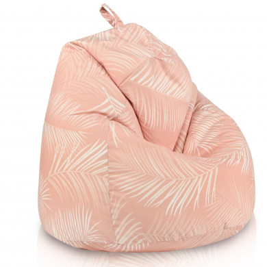 Powder Pink Palm Trees Beanbag for Children – pink, tropical leaf pattern, soft beanbag chair