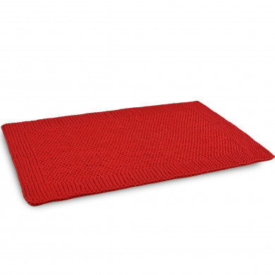 Ruby Knit rug – rectangular, knitted, handmade from cotton cord, 115×75 cm