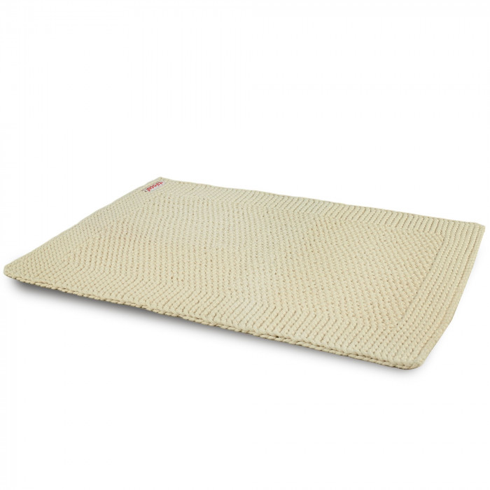 Forest Calm hand-knitted cotton rug – rectangular 113x74 cm