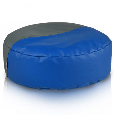 Duo Active footrest – round, blue and gray eco-leather, modern style