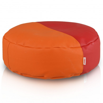 Duo Energy footrest – round, red and orange eco-leather, intense accent