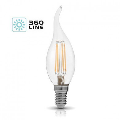 FILAMENT LED E14 4W decorative bulb, warm 3000K, candle flame