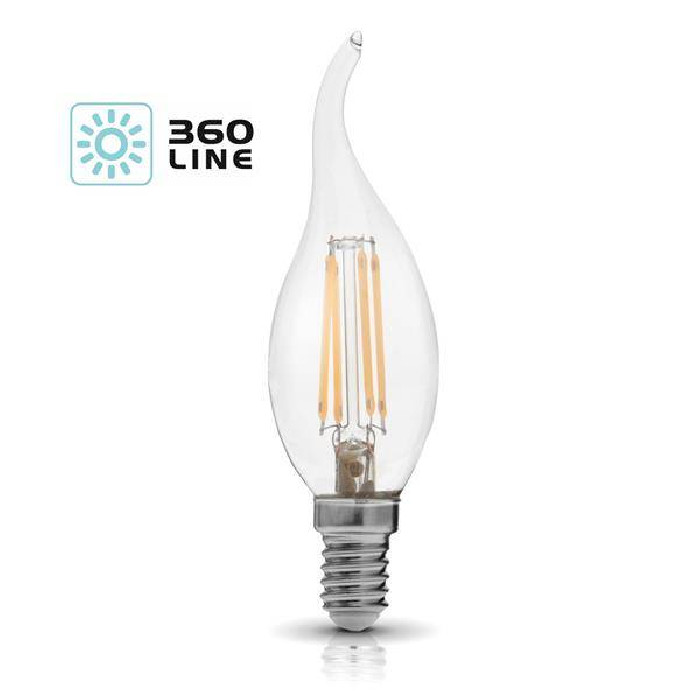 Żarówka ozdobna FILAMENT LED E14 4W ciepła 3000K świeczka płomyk