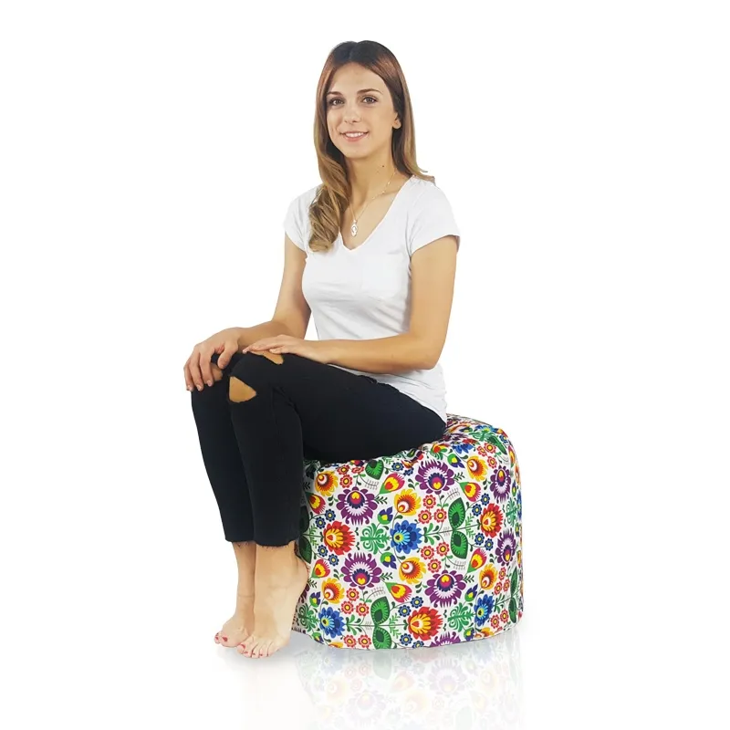 Round Cylinder Pouffe - Premium Printed Fabric – view 27