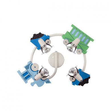 TRAIN IV wall lamp/ceiling lamp 59cm 4xE27 | blue/green 4065
