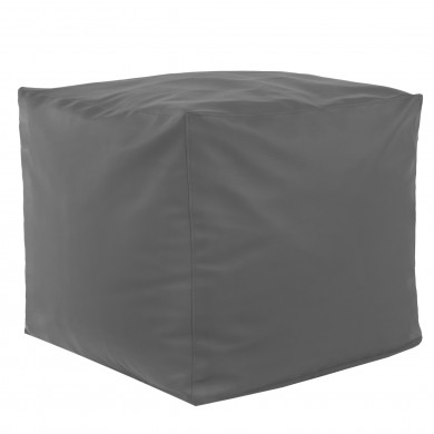 Gray pouf square pu leather