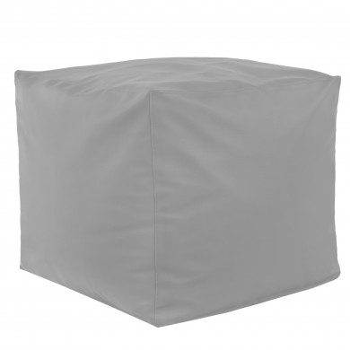 Light gray pouf square pu leather