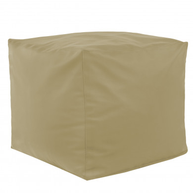 Beige pouf square pu leather